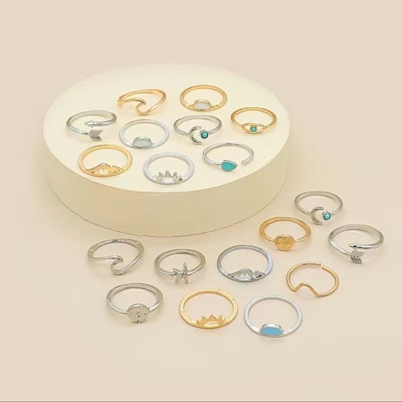5/$20 sun wave arrow 19 piece ring set - Picture 2 of 2
